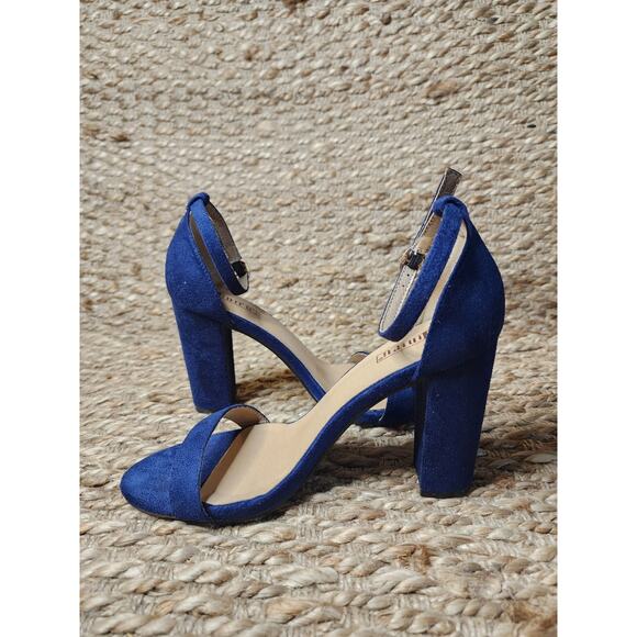IDIFU Cookie Blue Suede 3" Block Heel Open Toe Chunky Strap Sandals Women's 8.5 - Picture 7 of 10